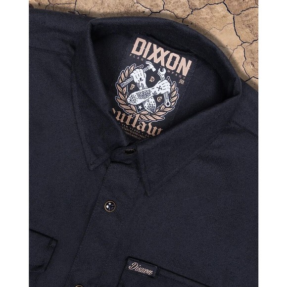 DIXXON Flannel Sz XL Outlaw 2023 10 Year Anniversary Gold Snap Solid Black BNIB - Picture 2 of 3